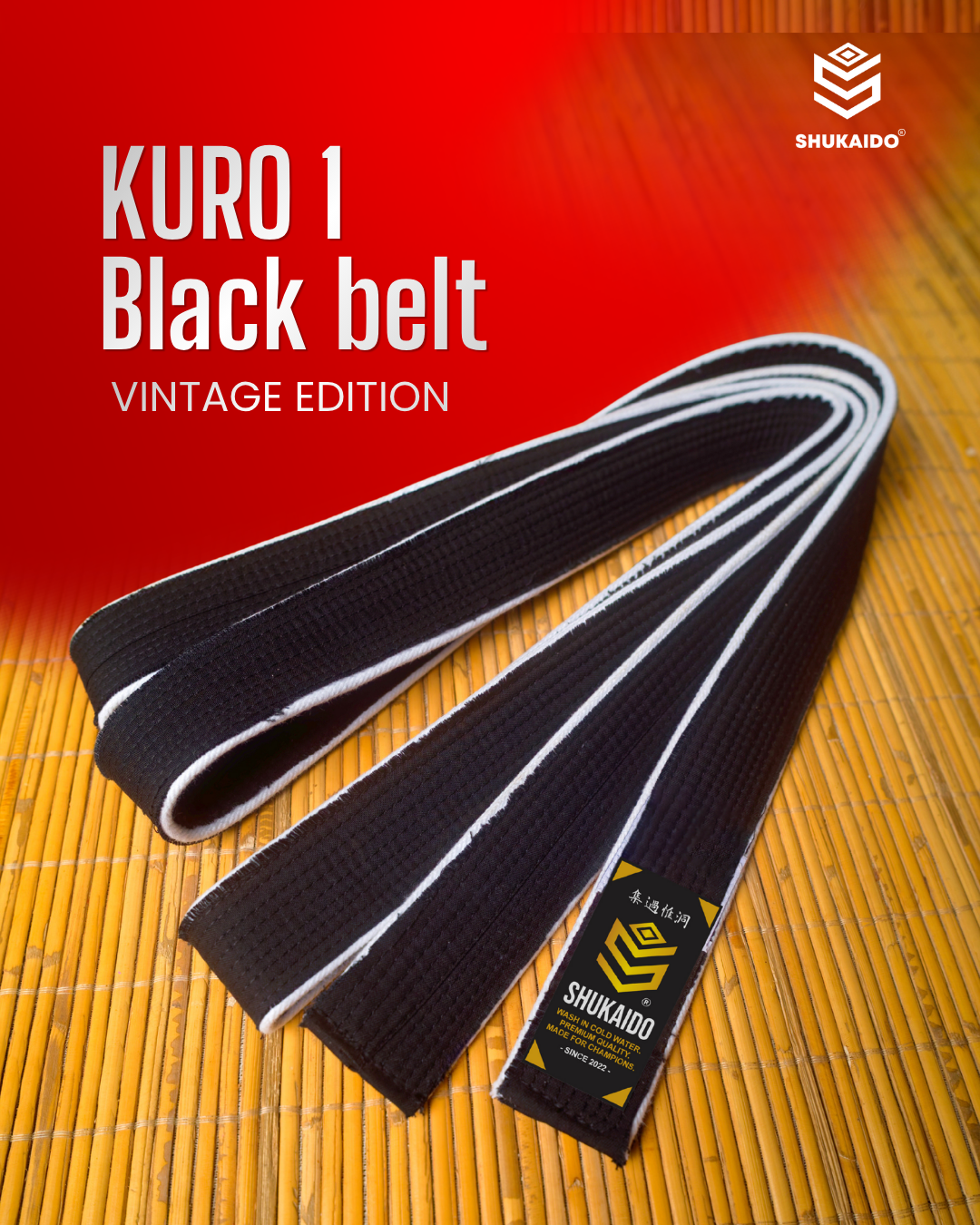KURO 1 SABUK HITAM KARATE VINTAGE SHUKAIDO